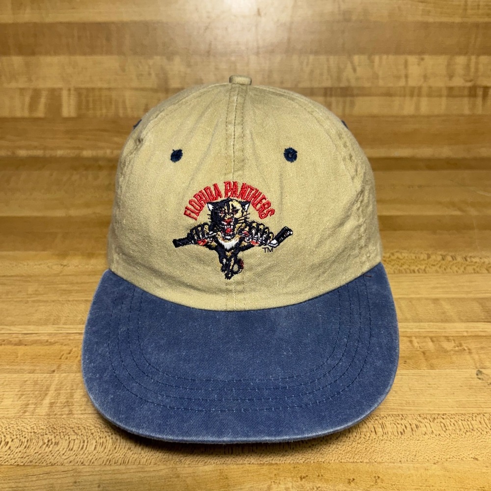 Florida Panthers NHL Hat Tan Blue Snapback Cap Vintage Hockey Cap